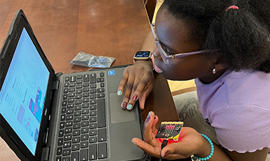  student using computer for technology lesson