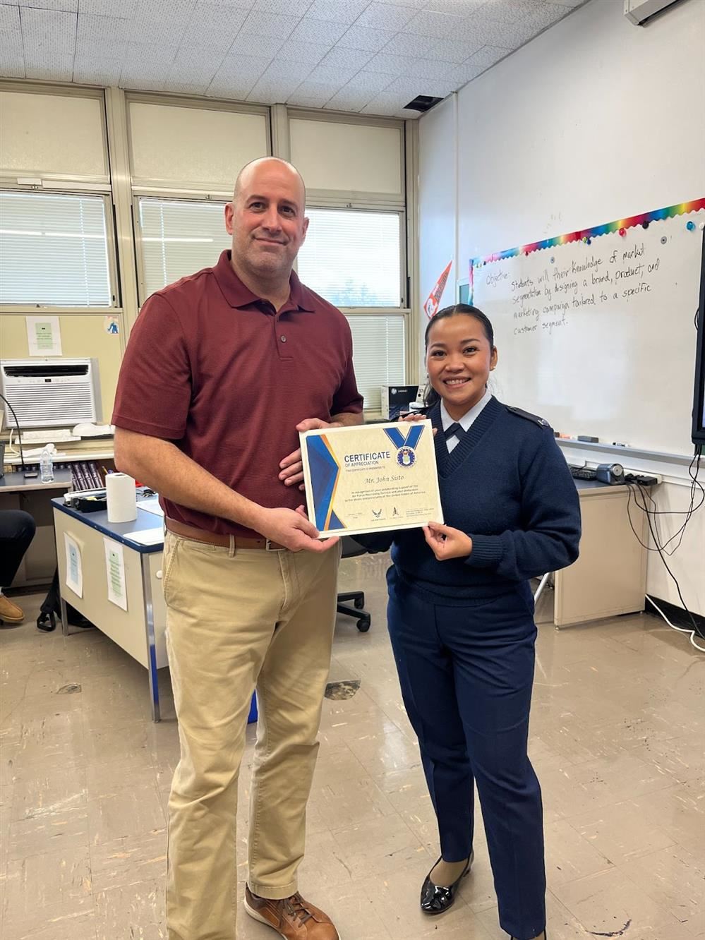  Mr. Sisto, BHS Aviation Academy Coordinator, was recently recognized for his support and collaborat